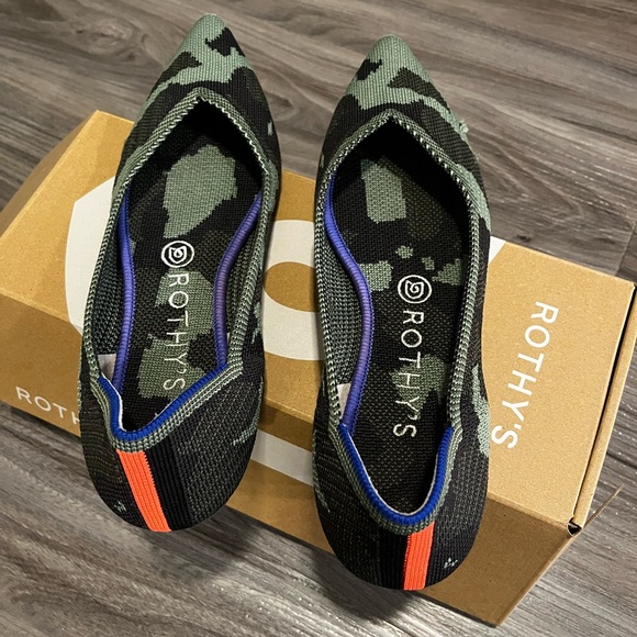 Rothy's Shoes - Rothy's Camouflage Flats - Black, Green, and Orange